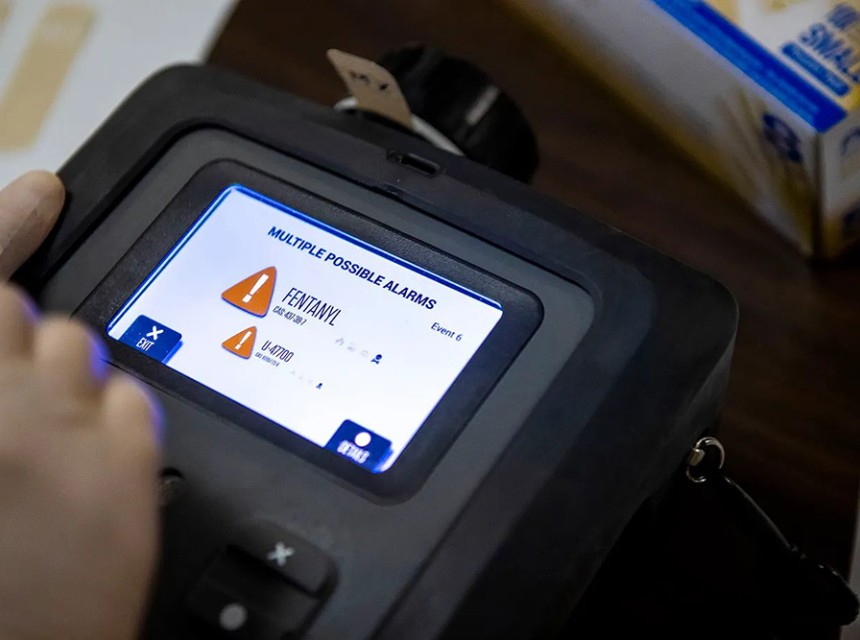 A spectrometer for detecting fentanyl in other drugs.