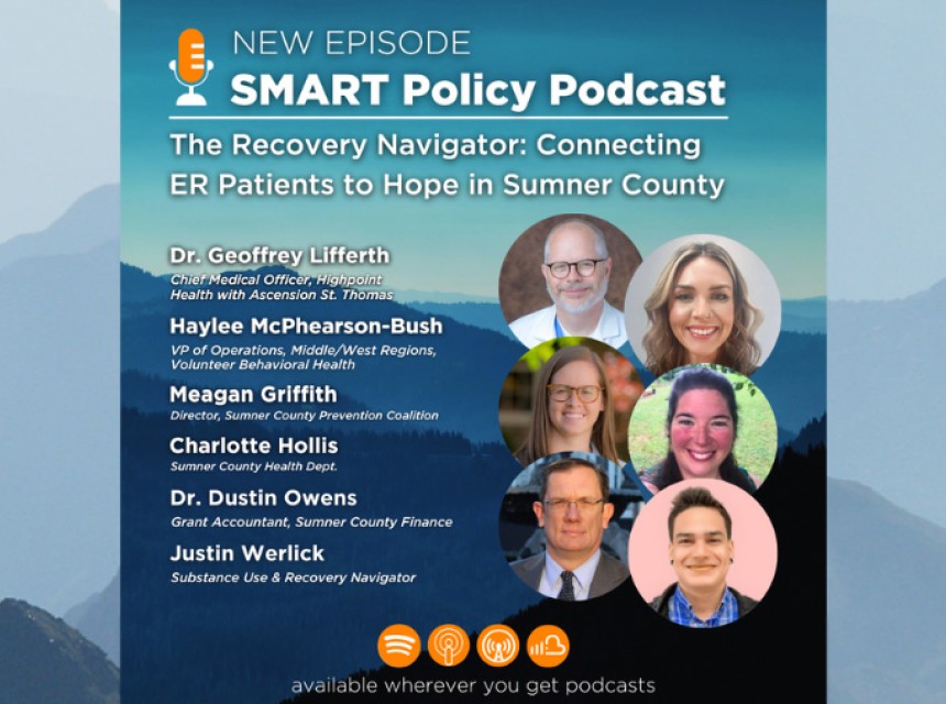 SMART Policy Podcast featuring Dr. Geoffrey Lifferth, Haylee McPherson-Bush, Meagan Griffith, Charlotte Hollis, Dr. Dustin Owens and Justin Werlick.