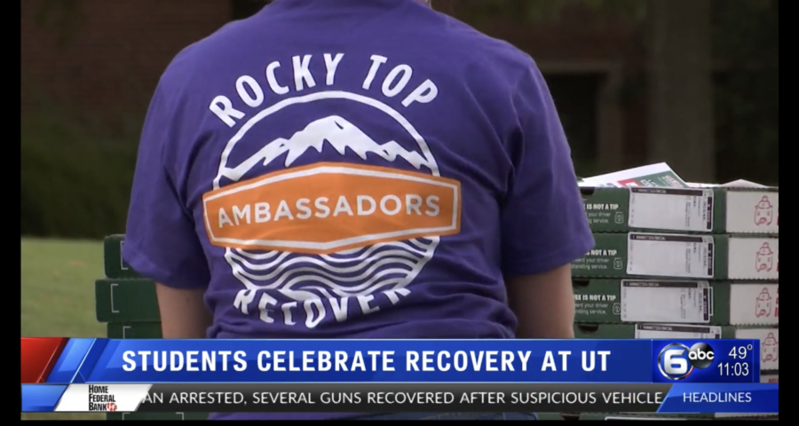 A still shot of a news broadcast covering the Rocky Top Ambassadors program.